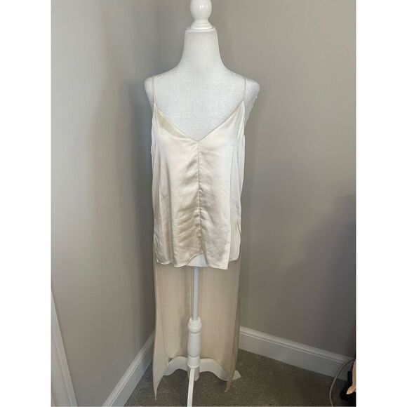 Obando Women's Beige‎ High Low Tank Top Size 6 Sleeveless Casual - Picture 2 of 7